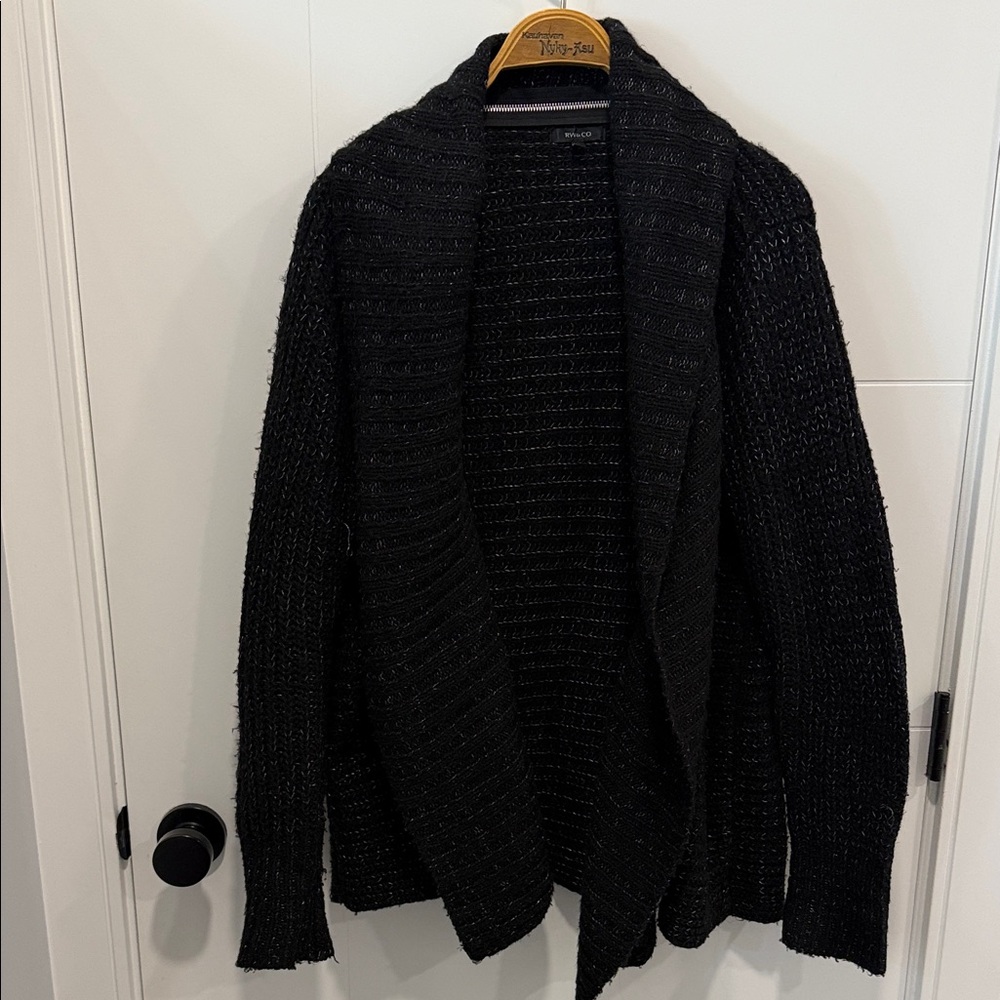 RW&CO. Black Open-Front Knit Cardigan size large